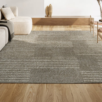 Petra Abstract Stripe Geometric Shag Area Rug